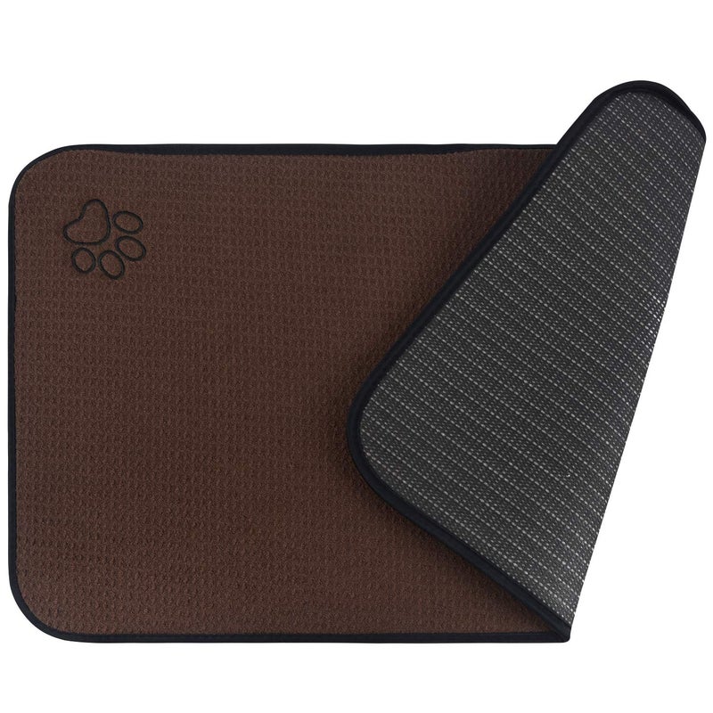 Sinland Microfiber Large Pet Food Mat Dog Feeding Mat Pet Bowl Mat with Anti-Skid Backing 21 Inch x 32 Inch Brown - Image 1